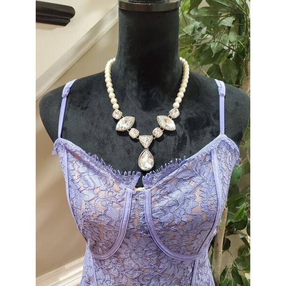 Cider Women's Purple Spaghetti Straps Sweetheart Neck Knee Length Dress Size 4XL - Picture 2 of 10